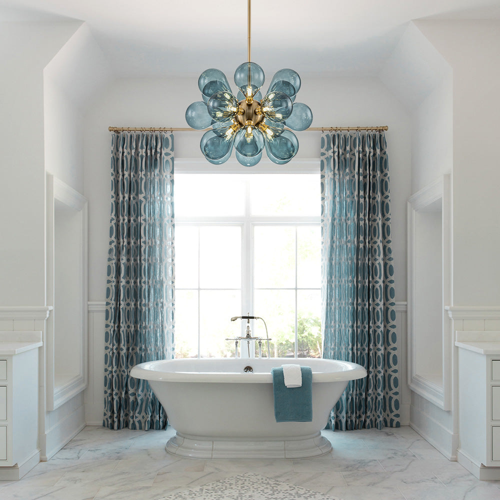 藍色玻璃氣泡叢集吊燈 | 1+1 免費