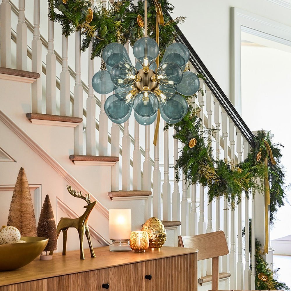 藍色玻璃氣泡叢集吊燈 | 1+1 免費