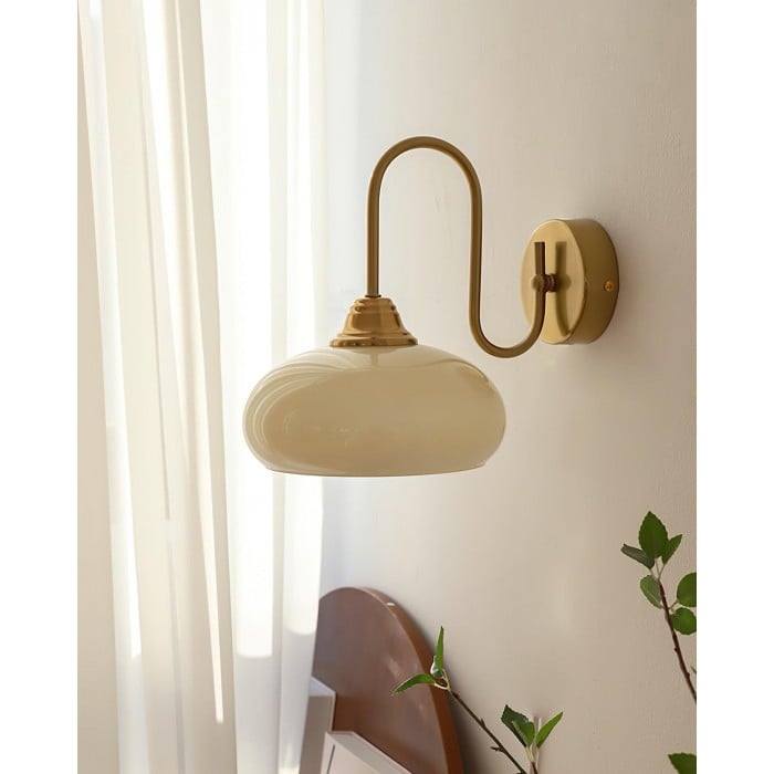 包浩斯 乳白玻璃燈罩 曲桿壁燈 | 1+1 免費