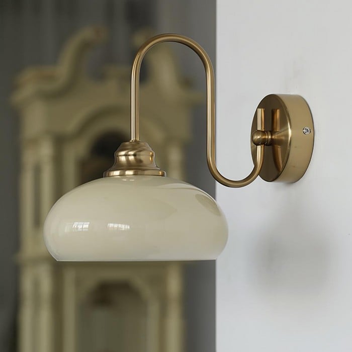 包浩斯 乳白玻璃燈罩 曲桿壁燈 | 1+1 免費