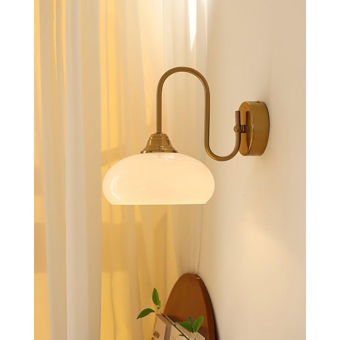 包浩斯 乳白玻璃燈罩 曲桿壁燈 | 1+1 免費